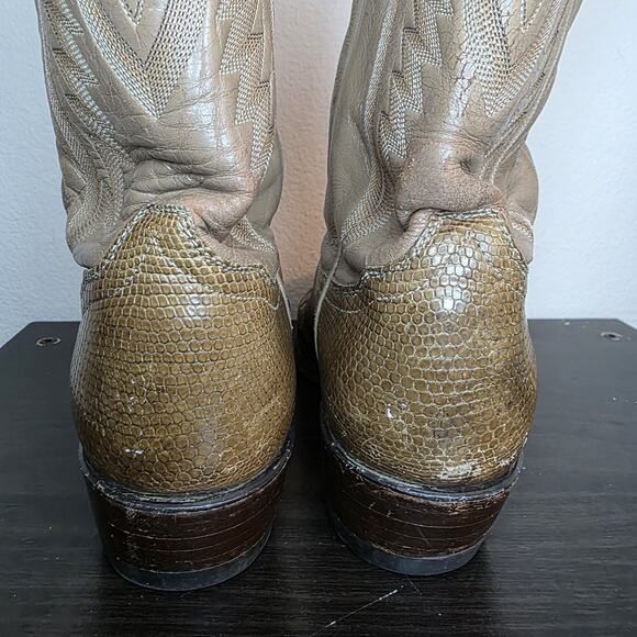 TONY LAMA 8817 TAUPE BEIGE TONED LIZARD LEATHER COWBOY BOOTS Men\'s Size 7.5 D main image 11